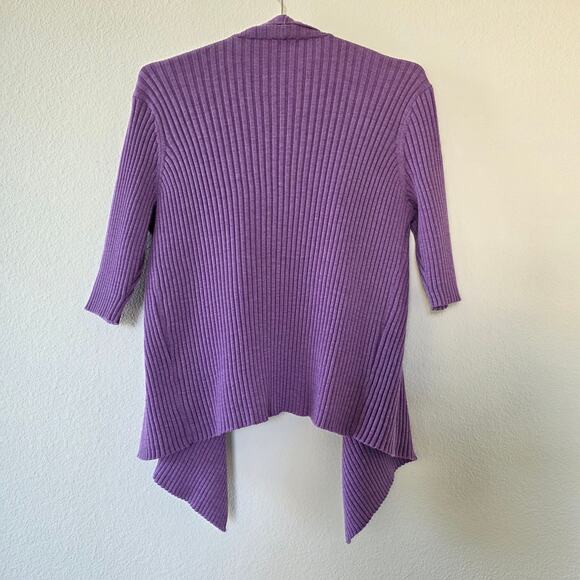 Eileen Fisher Open Front Cardigan Sweater Ribbed Merino Wool Lilac Women Size S - Picture 8 of 10